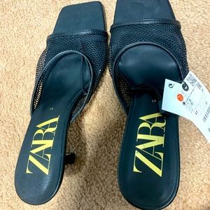 ZARA NWT Black Sandal Size US 10